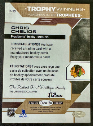 2022-23 O-Pee-Chee Chris Chelios Presidents Trophy 1:960 packs odds back